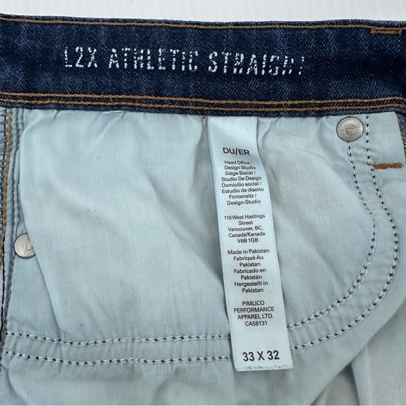 DU/ER L2X Athletic Straight‎ Men’s Jeans 33x30.5 Stretch Antibacterial Quick Dry - Picture 4 of 10